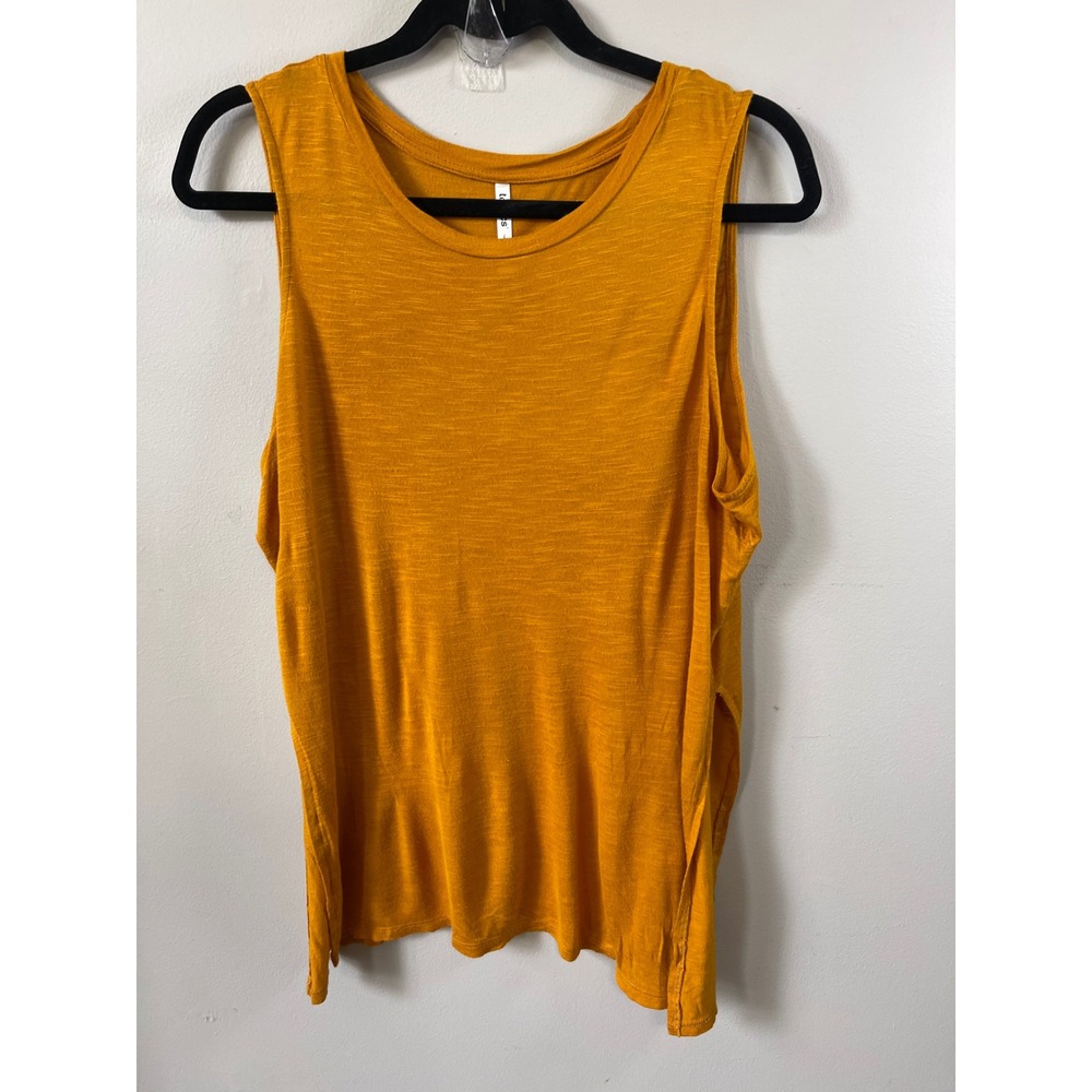Tresics Womens Mustard Yellow Slub Knit Tank Top Sleeveless Crew Neck Medium